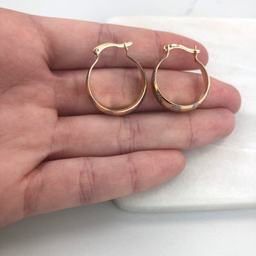 18K Gold Layered  Oro Laminado 20 mm Zic Zac Two Tone Hoops Wholesales 21.0281